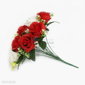 18 Pieces Happy Artificial Red and White Rose