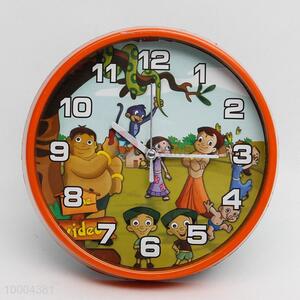 Round Cartoon Alarm Clock With Orange Border