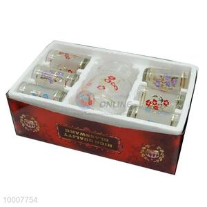 Wholesale Plum Blossom Pattern <em>Glass</em> Tea Pot Set With 6 Cups