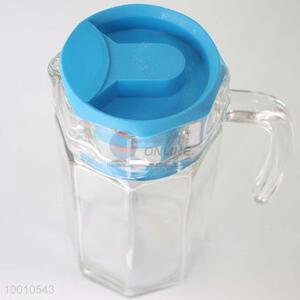 New Arrivals Mugs Tea Beer Coffee Clear <em>Glass</em> <em>Cup</em> with Blue Cover