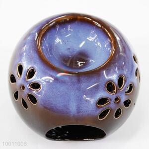 New Purple Round Aroma Ceramic Oil Burner Candle Burner <em>Incense</em> Burner