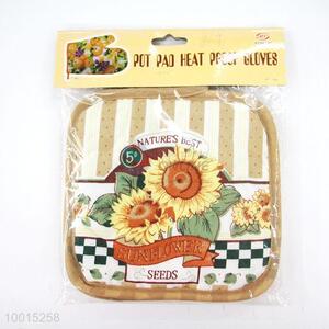 Wholesale Sunflower Insulation Mat/Pot Holder with Cream-coloured Border