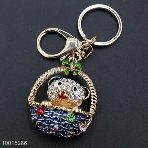 Crystal rhinestone bear key ring