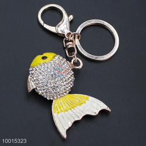 Good quality rhinestone goldfish key ring