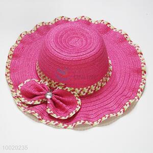 Rose Red Big Wave Brim Hat For Beach/Summer