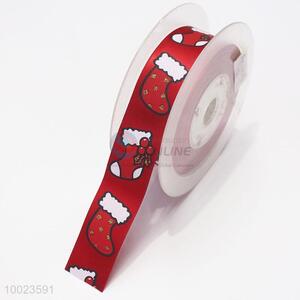 Hot Sale High Quality 3.8CM Christmas Stocking Print Ribbon