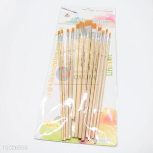 Flat Head Wooden Paintbrushes Set of 12pcs