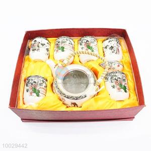 Chinese Ceramic Tea Set including A Kettle and 6pcs Cups