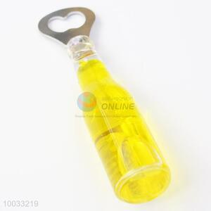 Yellow clear acrylic bottle shaped beer opener