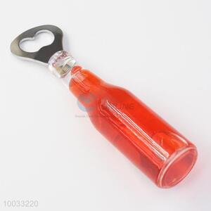 Red clear acrylic bottle shaped beer opener
