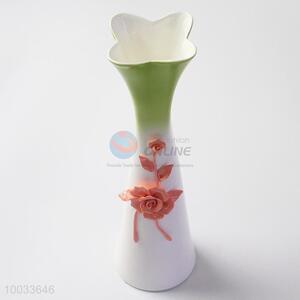 30.5cm New Design Handmade Ceramic Crafts Vase with Three-dimensional Flowers Pattern