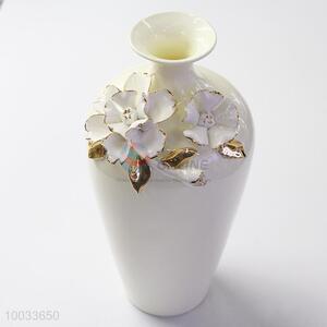 30cm Beautiful Handmade Ceramic Crafts Vase with Three-dimensional Flowers Pattern