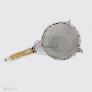 Wholesale 18cm Diagonal Grain Wooden Handle Steel Mesh Strainer