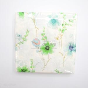 Green Flower White Pattern Square Napkin