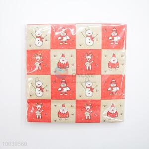 Wholesale Snowman Pattern Red Square Napkin