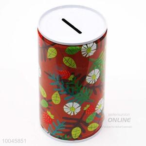 Zip-top can shape 6.5*15cm tinplate money/saving box printed pattern