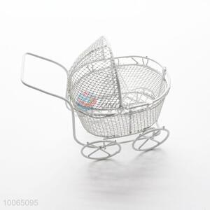 Designer European Style Iron White Baby Carriage Candy Dish