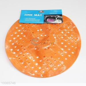 Household Round Orange PVC Sink Mat