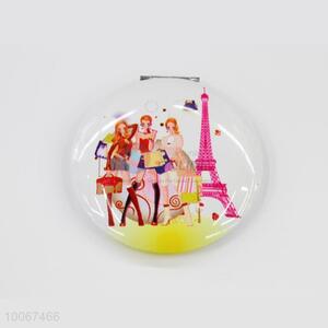 Fashion Girl Pattern Round Foldable Pocket Mirror