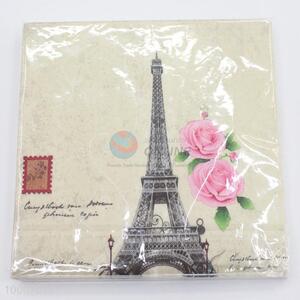 Utility and Portable Dinner Paper Napkin with Eiffel Tower Pattern
