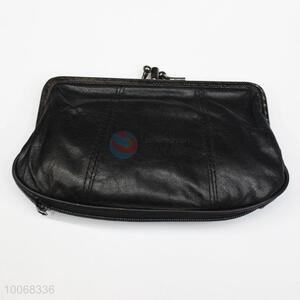 Black change pocket metal clip coin purse women clutch