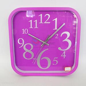 Purple square plastic wall clock