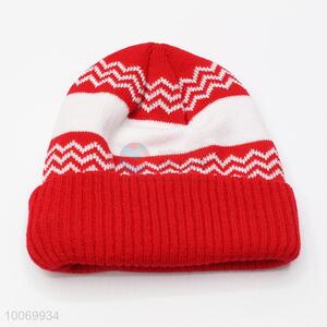 Fashion Red&White Acrylic Knitted Beanie Hat for Young People