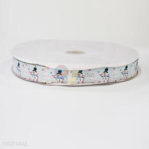 Light blue snowman pattern grosgrain ribbon/gift wrapping ribbon