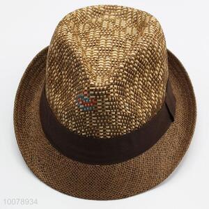 New arrivals straw paper panama hat with brown ribbon