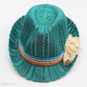 Fashion women beach sun hat with flower decoration