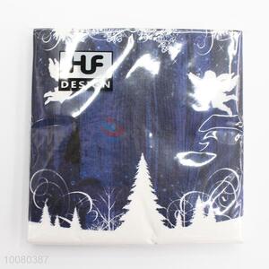 Dark Blue Printed Paper Napkins Set for Christmas