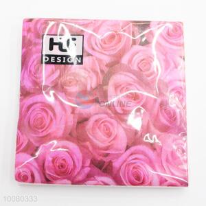 20pcs Pink Rose Printed Paper Napkins Set for Romantic Dinner