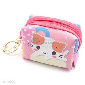 Cute cat printed mini coin purse for girl