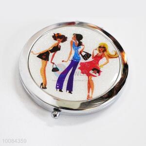 Fashion Girl Round Foldable Pocket Epoxy Sticker Mirror/Makeup Mirror