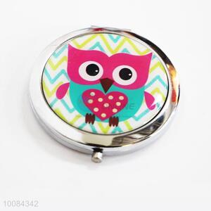 Colorful Cartoon Owl Round Foldable Pocket Epoxy Sticker Mirror/Makeup Mirror