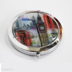 London Round Foldable Pocket Epoxy Sticker Mirror/Makeup Mirror