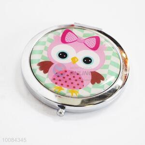 Pink Cartoon Round Foldable Pocket Epoxy Sticker Mirror/Makeup Mirror