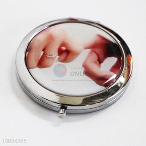 Hand in Hand Round Foldable Pocket Epoxy Sticker Mirror/Makeup Mirror