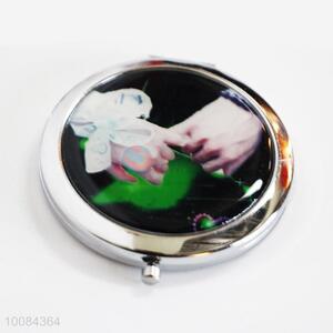 Hand in Hand Round Foldable Pocket Epoxy Sticker Mirror/Makeup Mirror