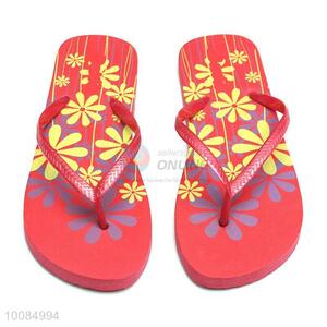 Best selling summer red printing EVA lady beach flip flops