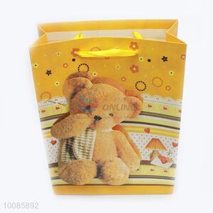 Bear Pattern White Cardboard Paper Handbag/Gift Bag With Paster