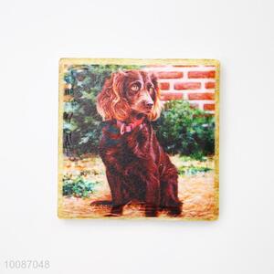 Dog Vintage Square Ceramic Fridge Magnet