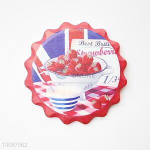 Strawberry Bottle Cap Shaped Round Cup Mat/Coaster