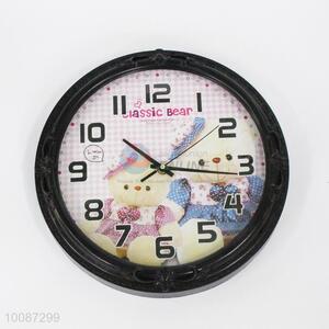 Wholesale black edge round plastic wall clock