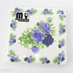 Blue Rose Printed Paper Napkin