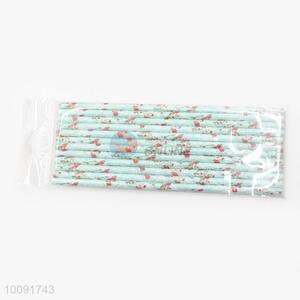 Floral Paper Straws Set In OPP Bag