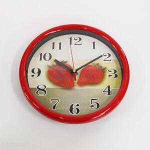 Strawberry Background Plastic Wall Clock