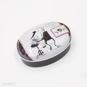 Cartoon Girl Ellipse Shaped Tinplate Box