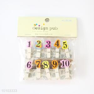 Good Sale Number Pattern Decoration Wooden Clip Set