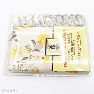 Yellow Flowers Pattern WaterProof Bathroom Shower Curtains with Hooks